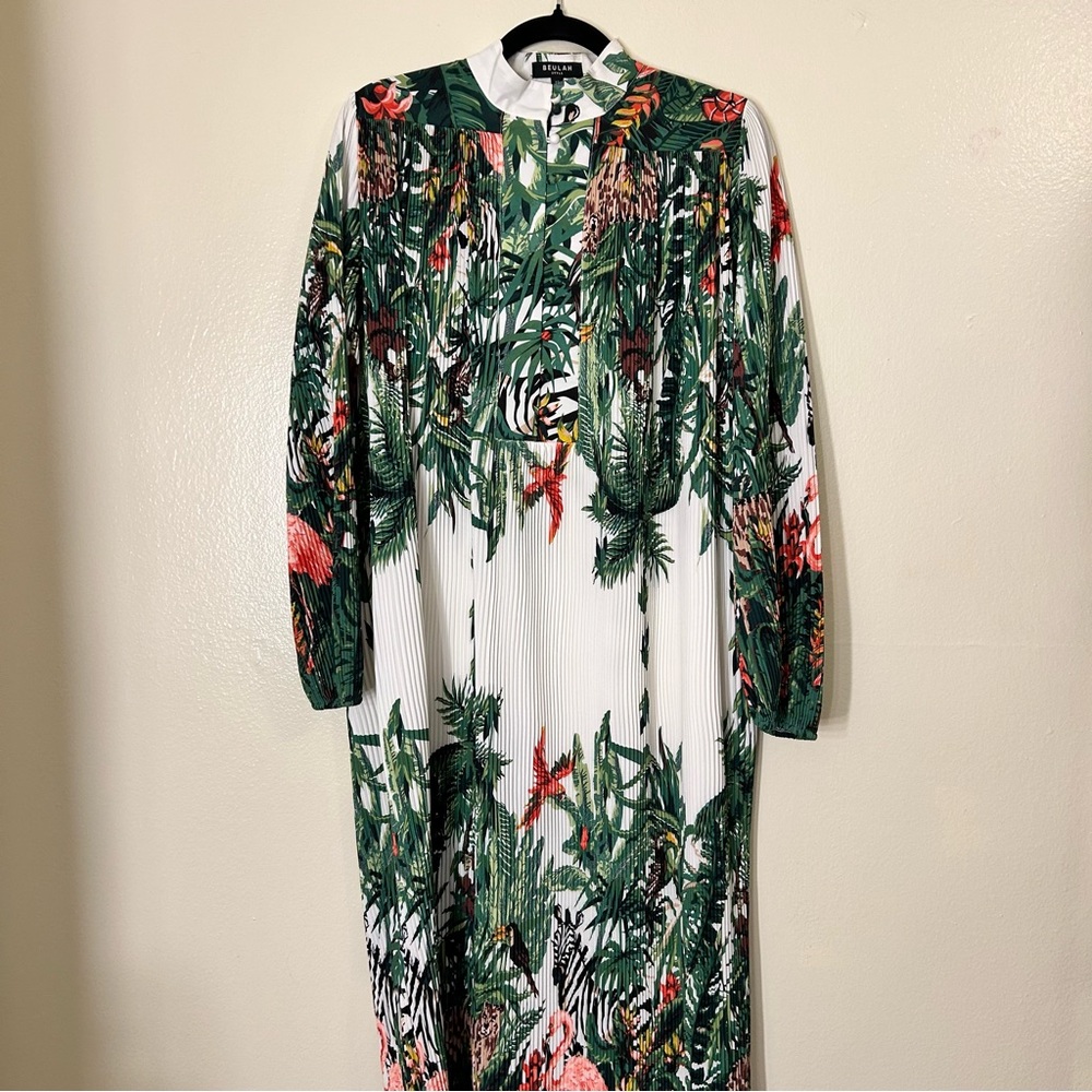 Beulah Pink and Green Long Sleeve Resort Dress